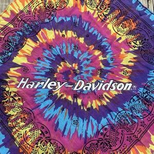 HARLEY‎ DAVIDSON Scarf Bandana Tie Dye Logo Head Cover Handkerchief Psychedelic